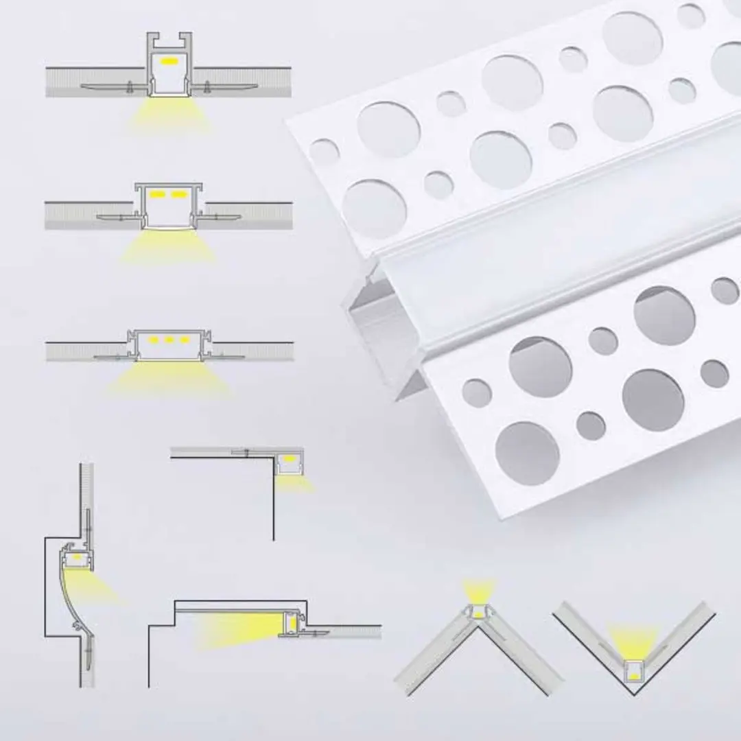 Штукатурный алюминиевый светодиодный профиль для гипсокартона встраиваемая длина 2 м и 3 в наличии продажа