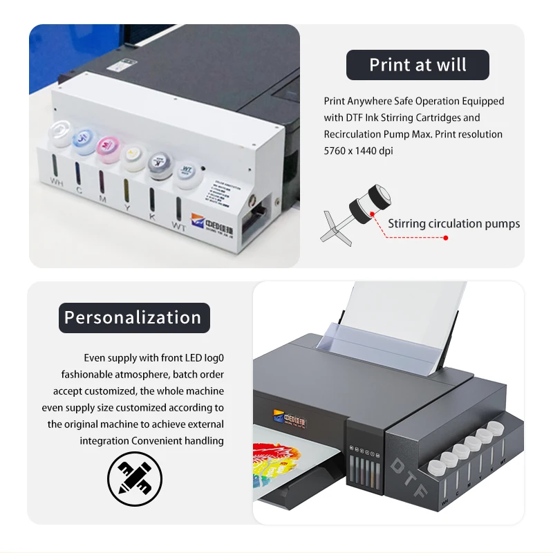 FCOLOR 2024 Smart DTF Printer Easy-to-Operate Epson L8050/8058 Direct to Film A4 DTF Printer on T-shirt