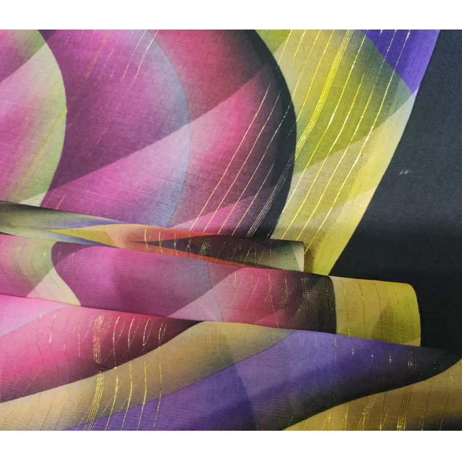 Печать шарф вуаль ткань с золотой линии новый дизайн для леди суданского toub и платье