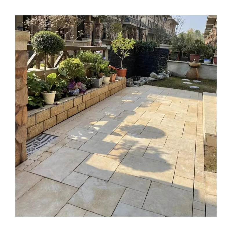 Жълти естествени варовикови плочки за културни вили, модерни плочки за легло и закуска, пещерни каменни плочки за вътрешни и външни стени, дворове, градини и хотели