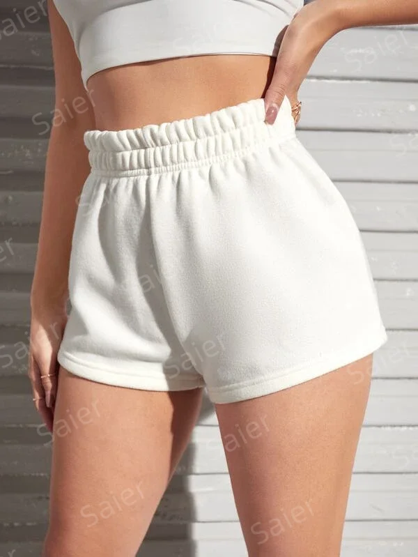 Wholesale Womens Summer Casual Running Knitted Plain Sweat Shorts