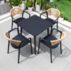 Table en acier au carbone S-80cm+4 chaises