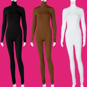 Viviblook C819JP Workout Simple Playsuit O Neck Jumpsuit Women Modest Jumpsuits One Piece Jumpsuit