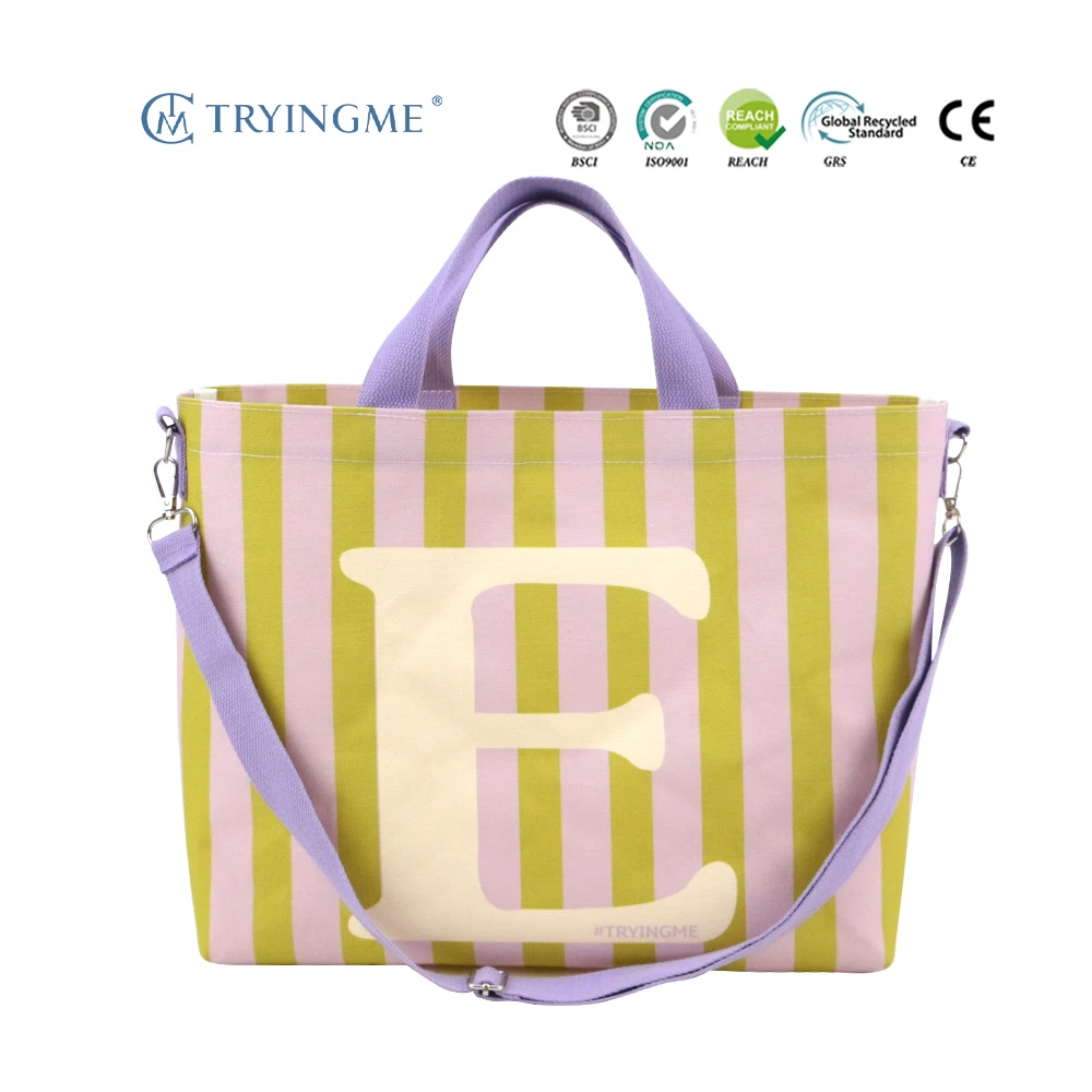 New Custom Cartoon Folding Reusable Tote Bag Cotton Shopping Bag Large Size Insulated for Beach Outdoor