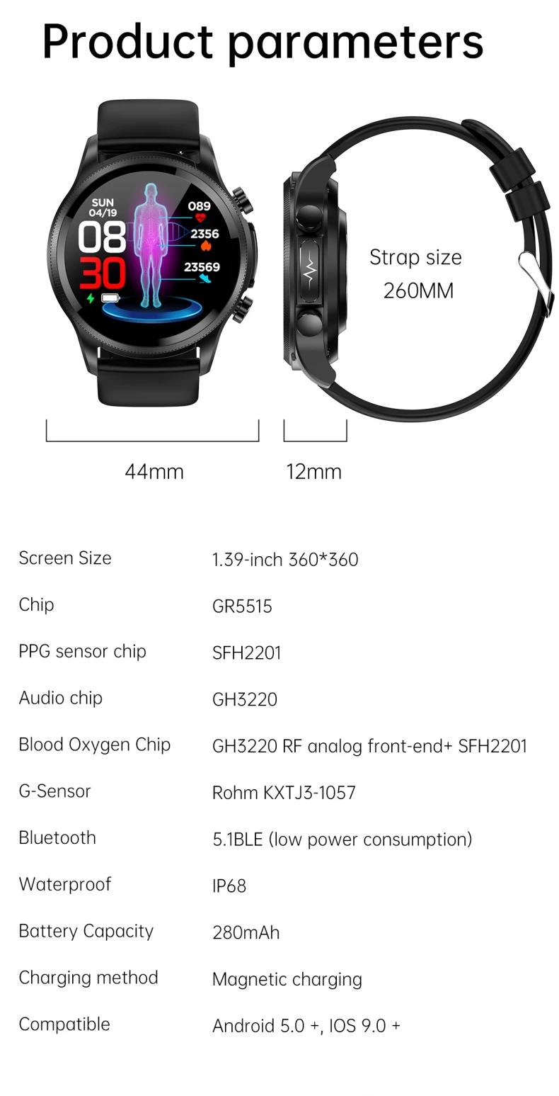 Intelligent ECG Blood Glucose Health Smart Watch 1.39 Inch HD Screen ECG Chest Patch Real Time ECG Analysis E400 Smart Watch (28).jpg