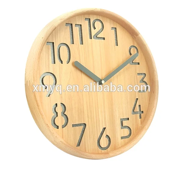 Large Wooden Wall Clock Arabic Numbers Traditional Farmhouse Country