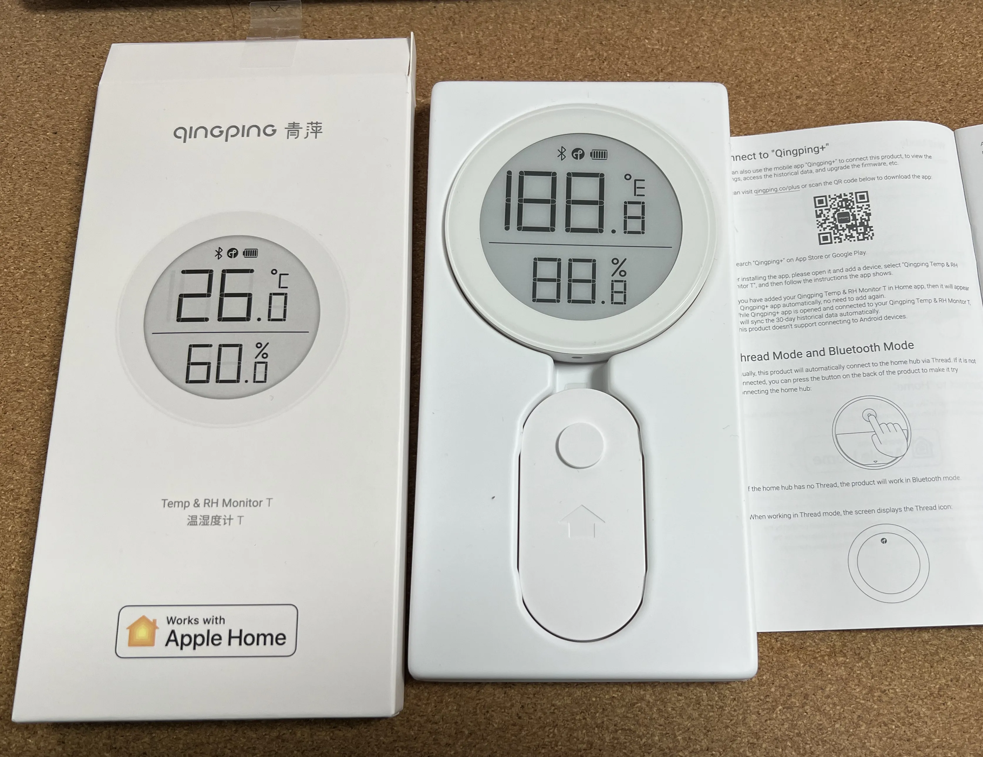 Qingping Thread Temp & RH monitor T Apple HomeKit Smart Home Tracking  Thermo-Hygrometer Sensors,Wireless,Bluetooth and Thread