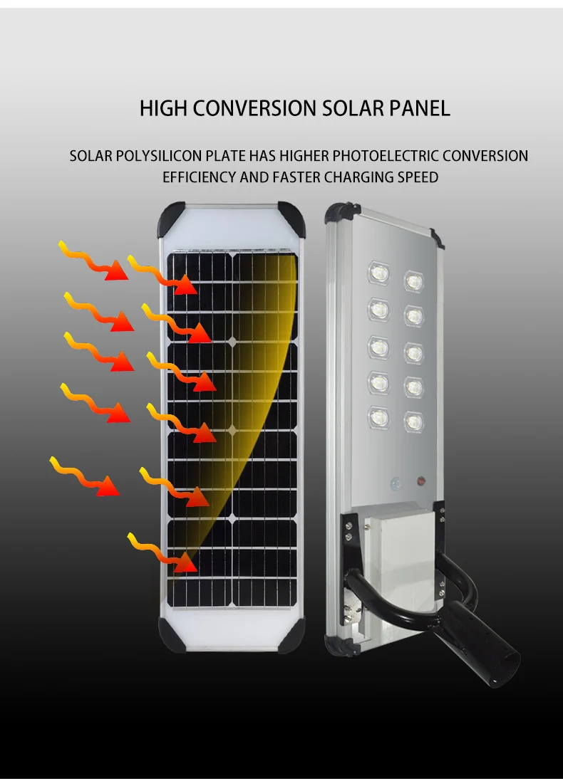 Efficacy 150W LED All In One Solar Street Light 150lm/w Lithium Iron Phosphate Battery