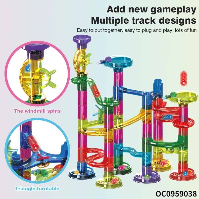 Flashing Slide Ball Track Transparent Big Building Block Marble Run Toy