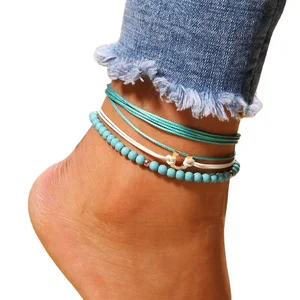 Custom African Style Ankle Bracelet , Fashionable Turquoise Beads Anklets, Popular Beach Ankle Bracelet for Women