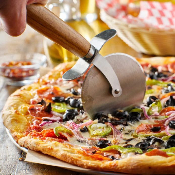 Hot sell baking tools stainless steel pizza roller cutters plastic pizza cutter wheel