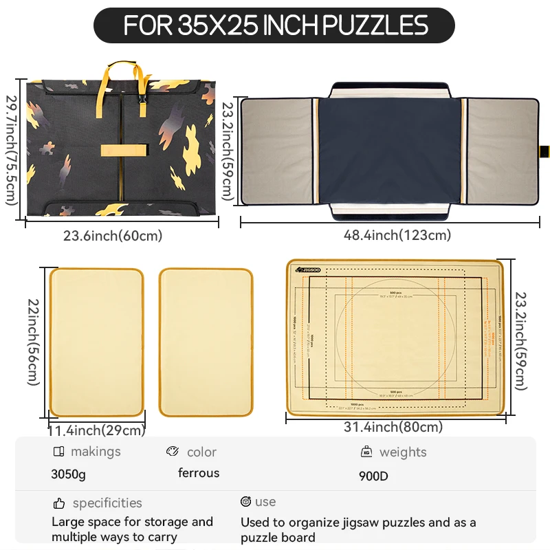 Detachable Puzzle Caddy with Sorting Trays 1000 Pieces Portable Puzzle Keeper Board Jigsaw Puzzle Case