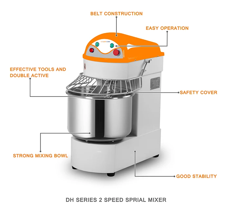 Stainless Steel Dough Mixer, Heavy Duty Spiral Mixer