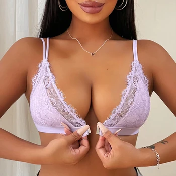 Front Buckle Plus Size Sexy Lingerie Women Skin Friendly Beauty Back High Quality Lace Bra for Women Breathable Underwear