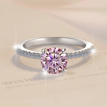Fine Jewelry 1Ct Diamond Stylish Minimalist Ladies S925 Sterling Silver pink VVS1 Moissanite Solitaire Ring for Woman Ladies