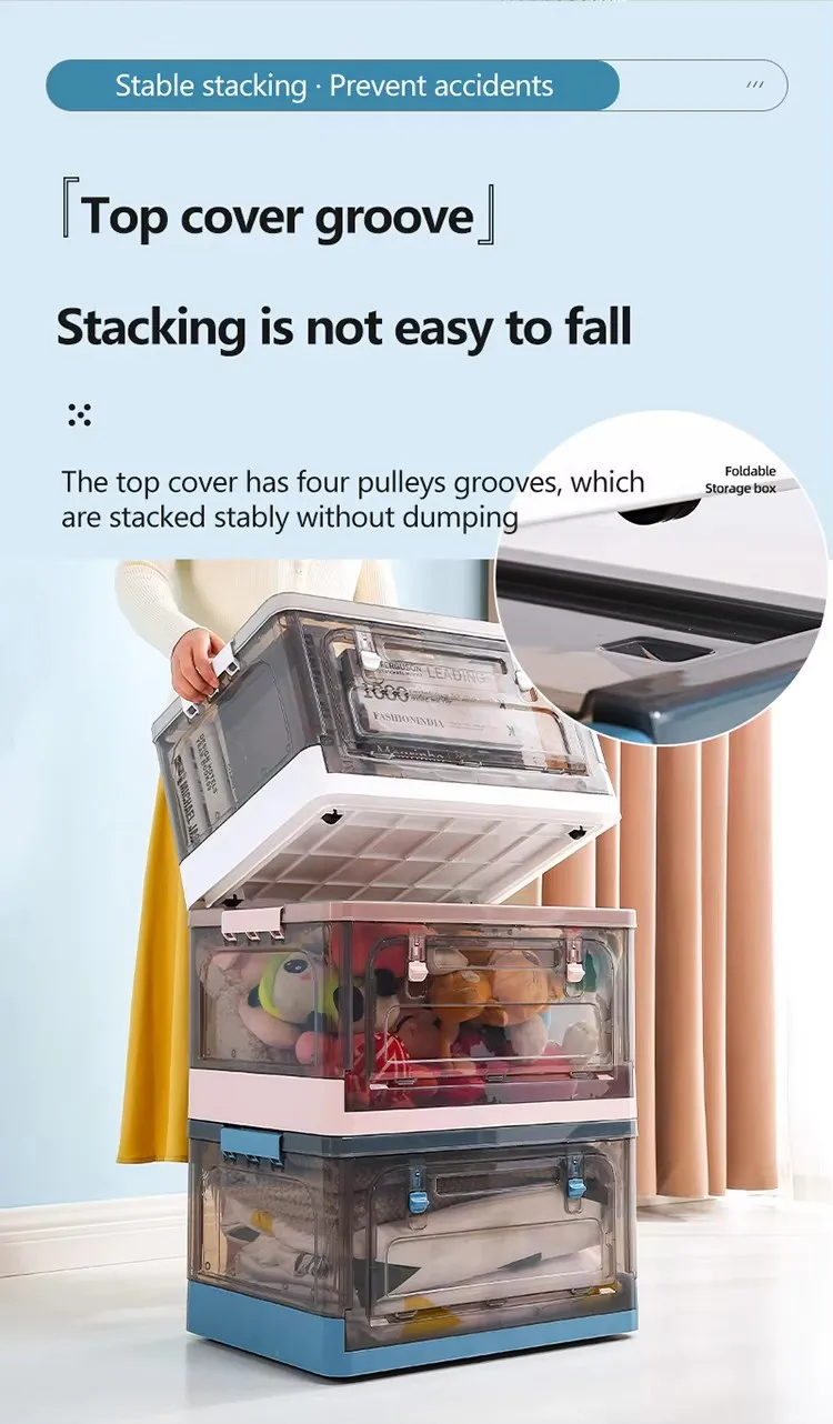 Multifunctional Transparent Double Open Plastic Storage Box Rectangular Detachable Collapsible Camping Folding Rectangle Box details