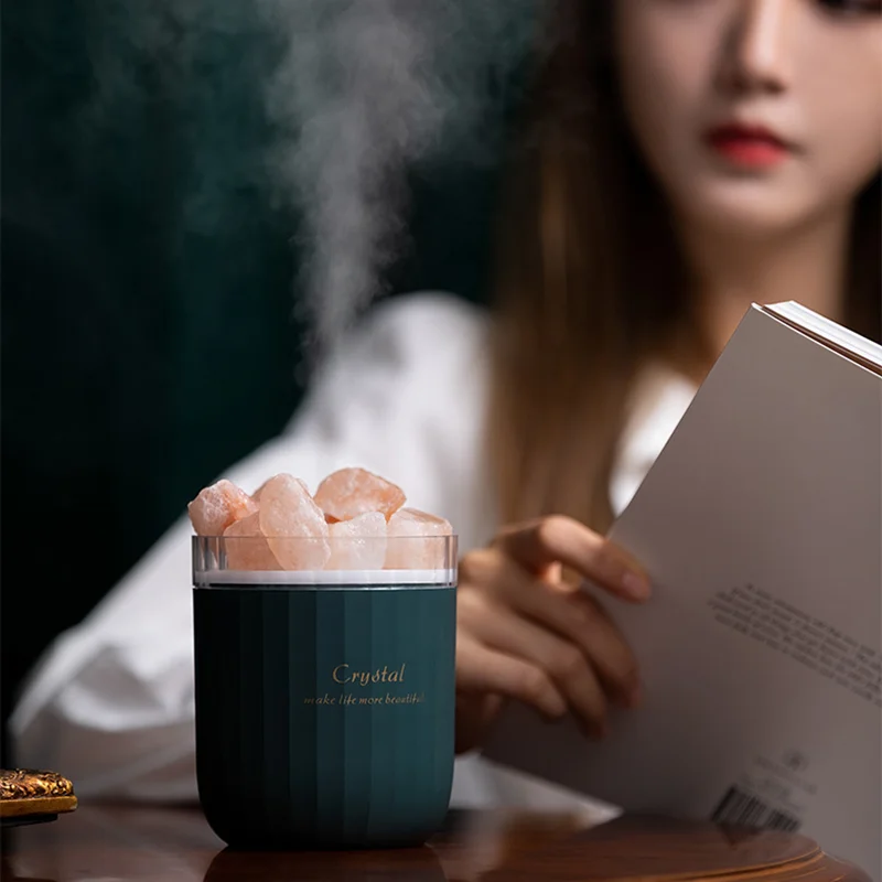 Himalayan Salt Lamp Humidifier 2 in 1 Scent Aroma Diffuser Ionic Mini Portable 300mL Cool Mist Rechargeable USB Humidifier