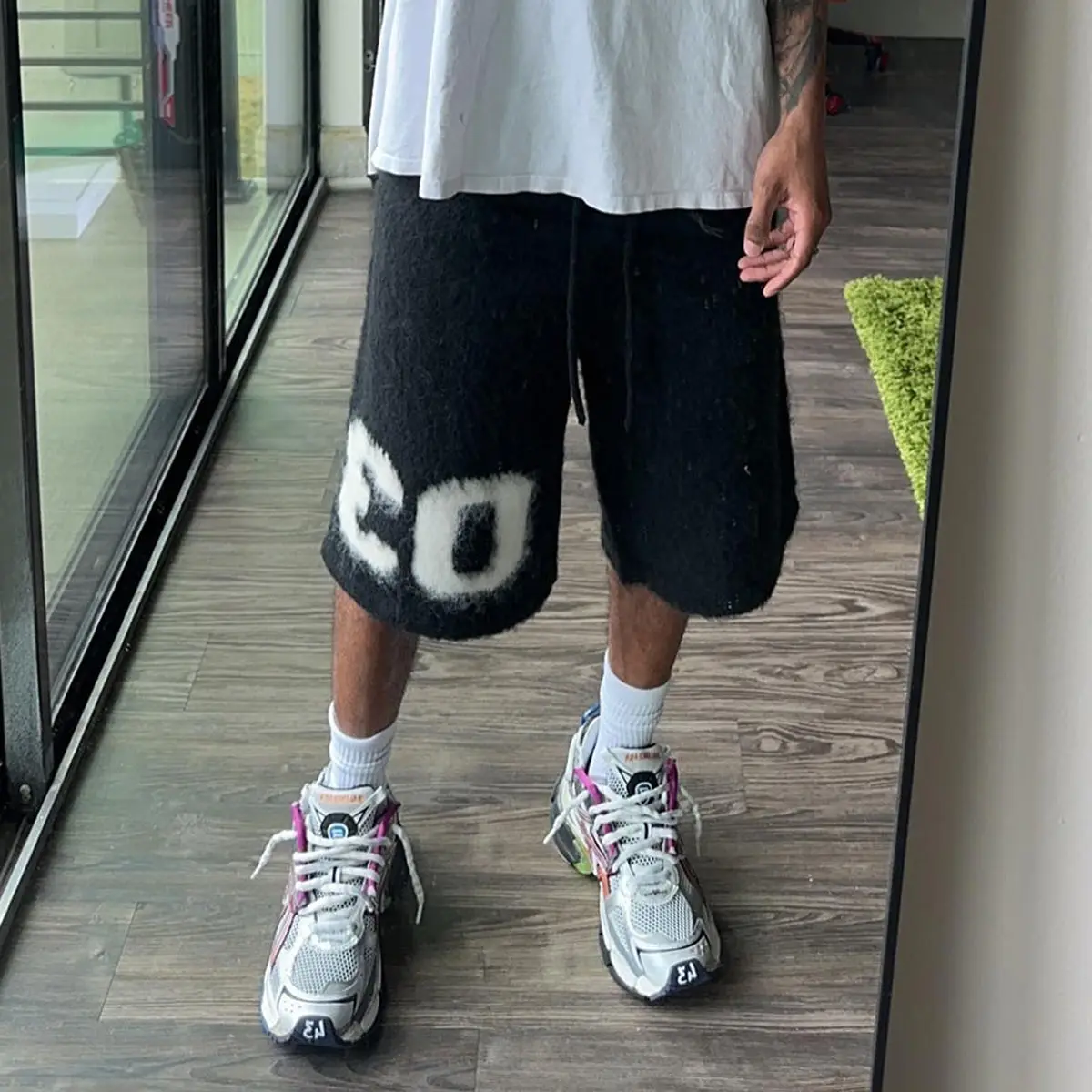 Custom High Quality Shorts De Hombr Screen Printing Knitted Streetwear Mohair Shorts for Men gallery 7