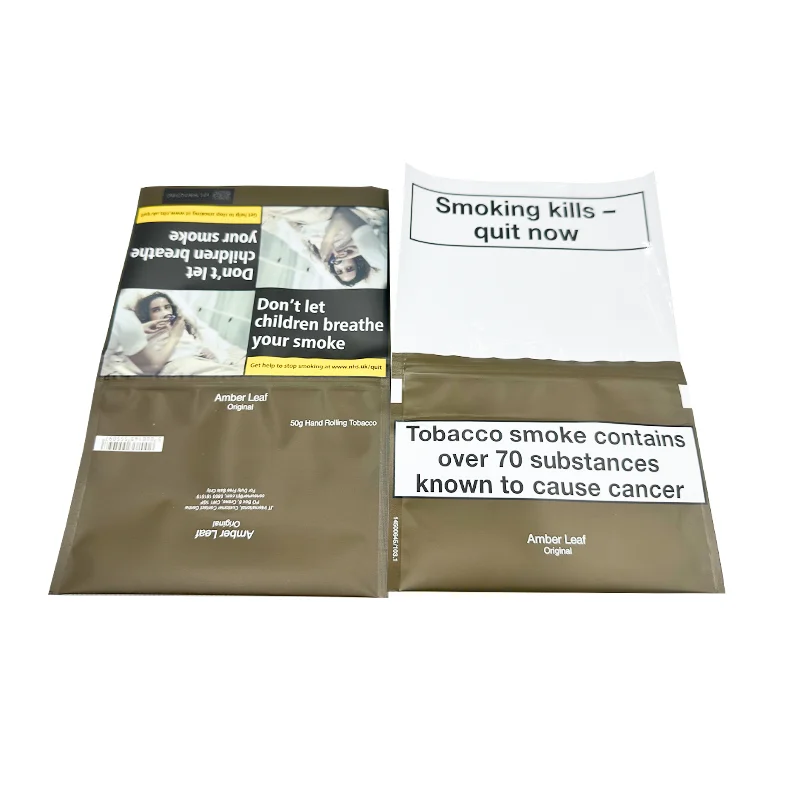 Custom Amber Leaves Tobacco Pouch 25g 30g 50g 100g Rolling Tobacco Pouch  With Empty Zipper Leaf GV Tobacco Packaging Bag