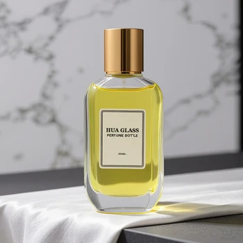 Flat Square Perfume Bottle Custom Printed Logo Empty Parfum Spray Magnetic Glass Bottle With Packaging Magnetic Cap 50ml 100ml
