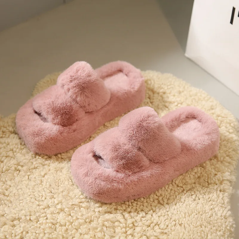 2023 Autumn and Winter New Slides Slippers Women Square Head Thick Bottom Home Indoor Cotton Slides Slippers for Women