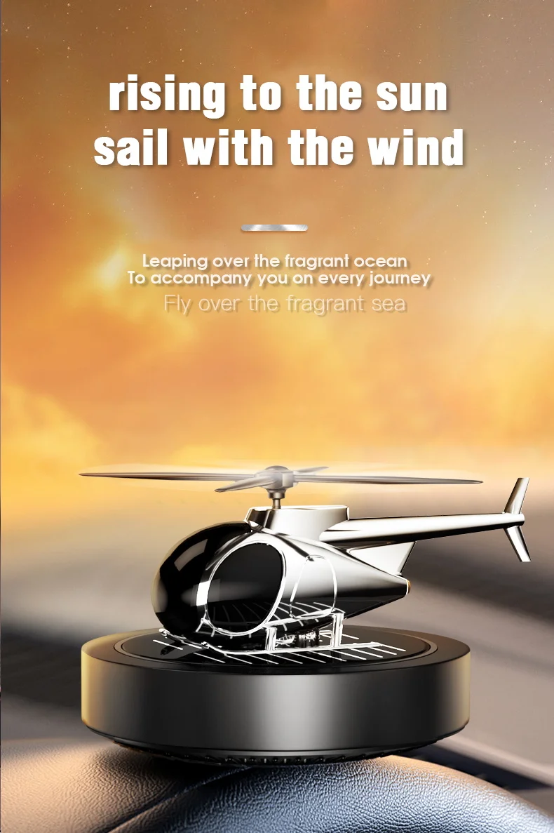 Solar Car Air Freshener Helicopter Fragrance Auto Flavoring Interior Accessories Propeller Rotating Perfume Diffuser Supplies