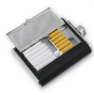 flask with built in cigarette case Premium 6oz Stainless Steel Hip & golf tours Kitwinney Stainless Steel Flask, Leak-proof