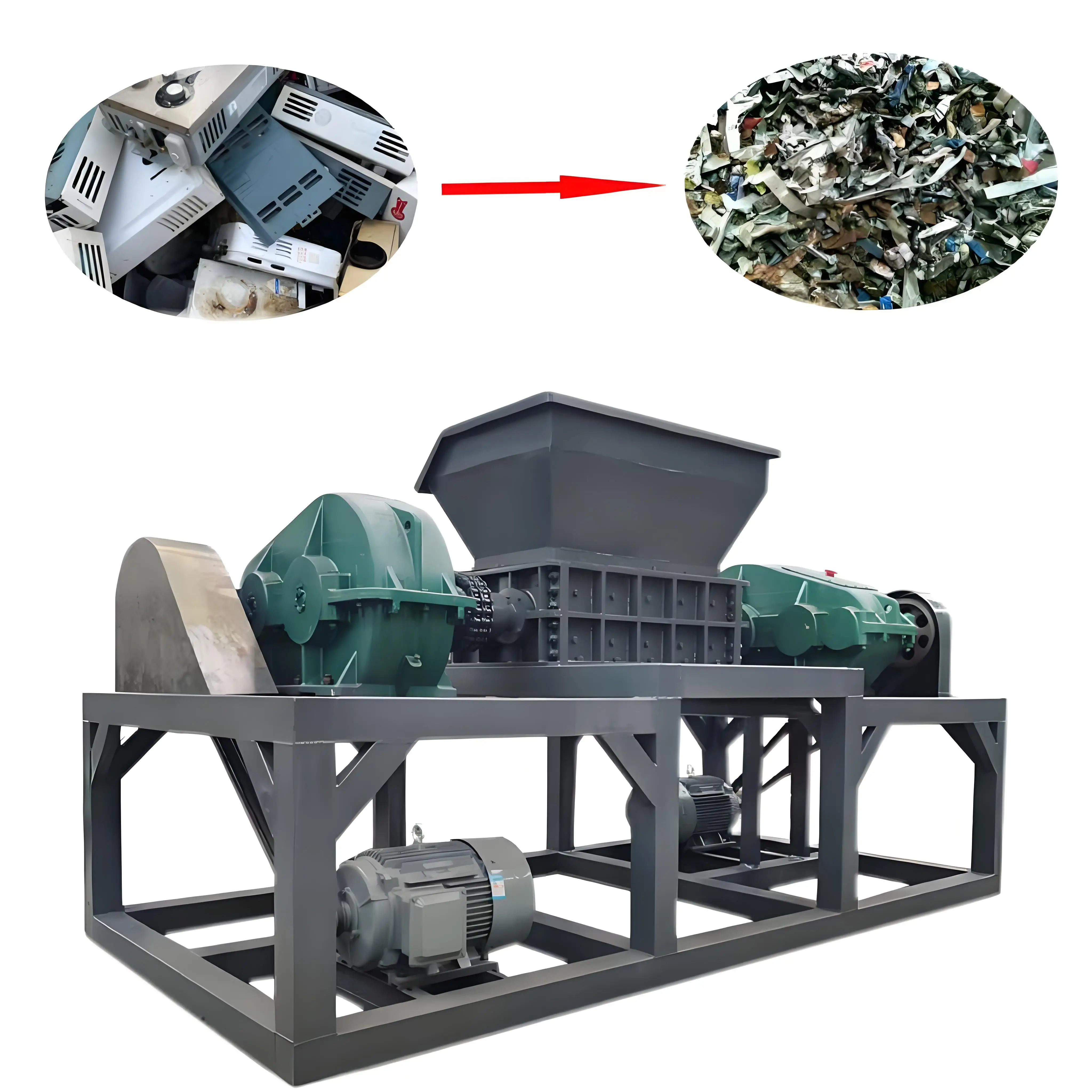 Farm Multi-function Industrial Paper Shredder Tobacco Leaf Shredder Machine  Double Shaft Shredder Machine