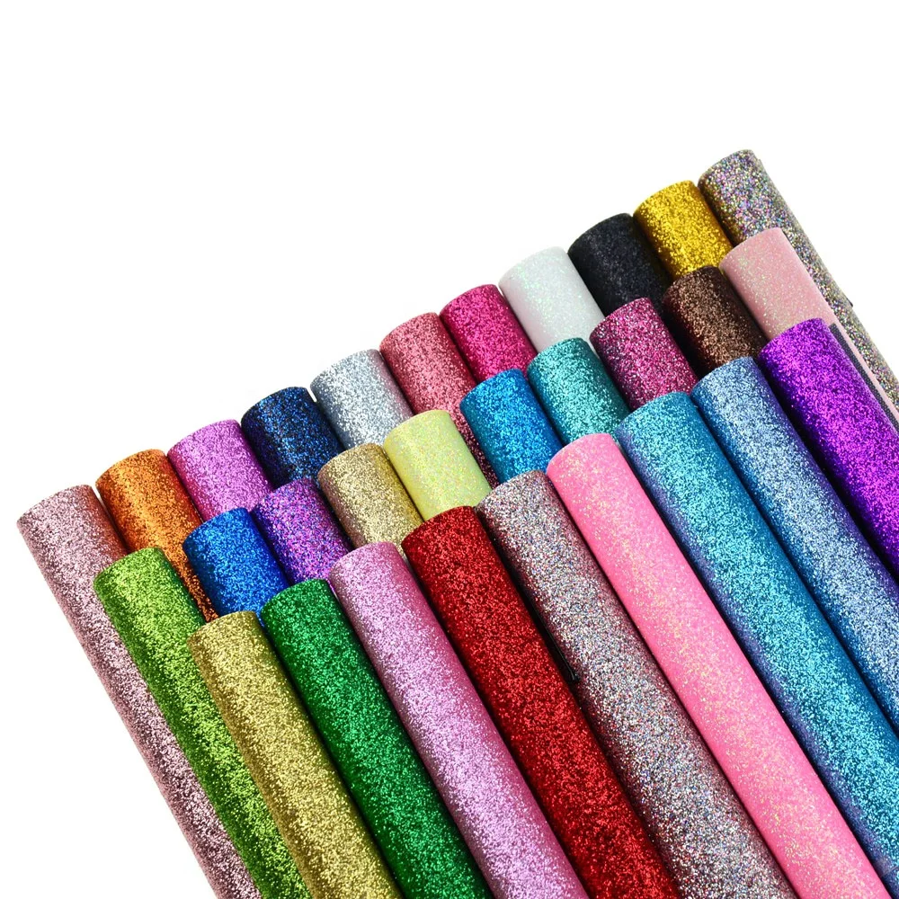 Α4 32 Colors Fine Glitter Faux Leather Sheets Fabric for Hair Bows, Headband, Head Clips Making