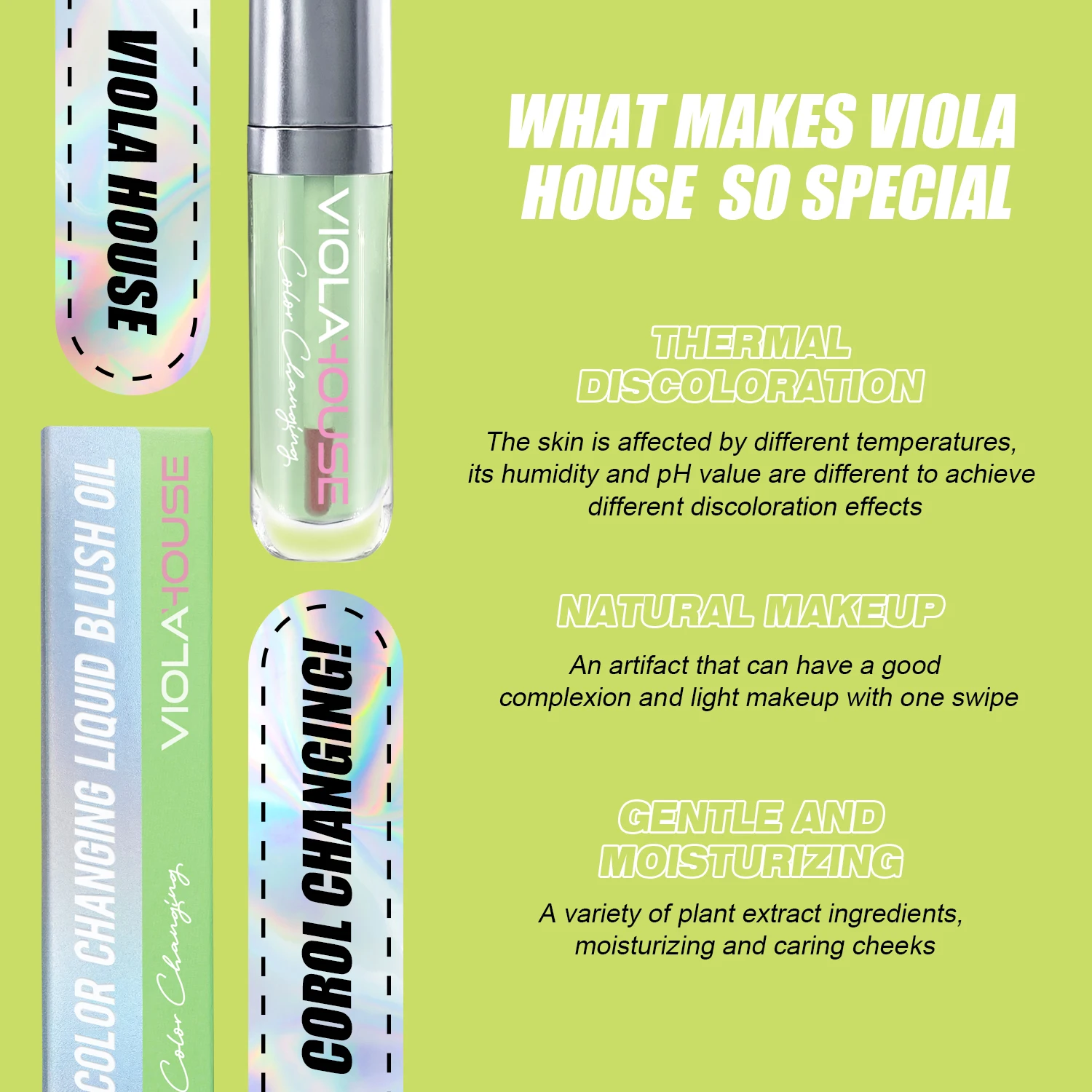 Макияж Румяна частная этикетка на заказ Зеленый цвет меняющие жидкость Румяна масло