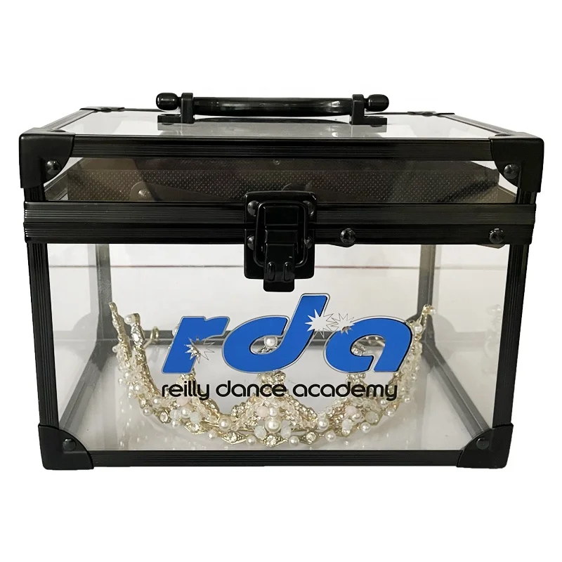 Custom Clear Crown Case With Sash Tray Private Label Pageant Crown