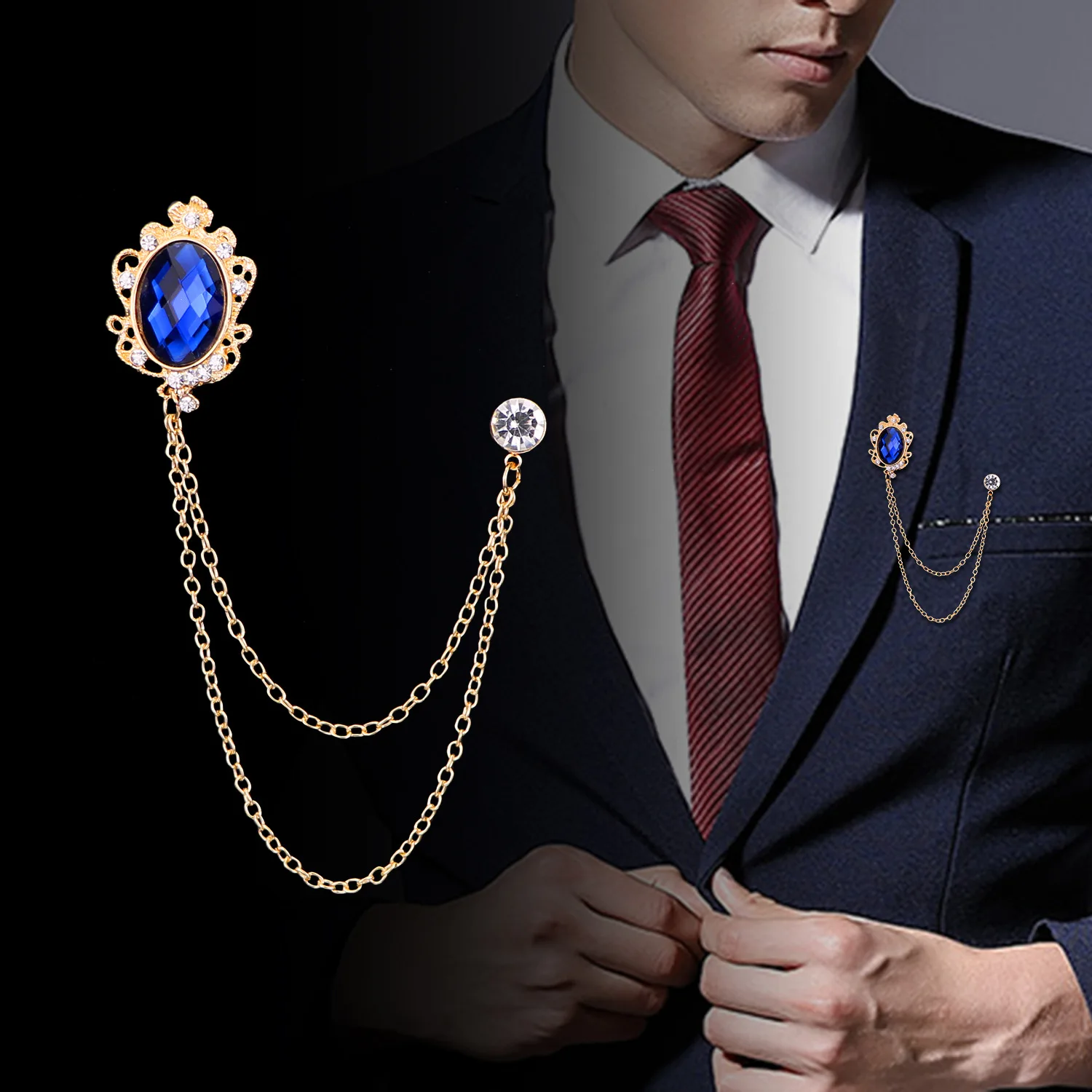 Custom Luxury Fashion Jewelry Brooches for Men's Suits Custom Luxury Fashion Jewelry Brooches for Men's Suits