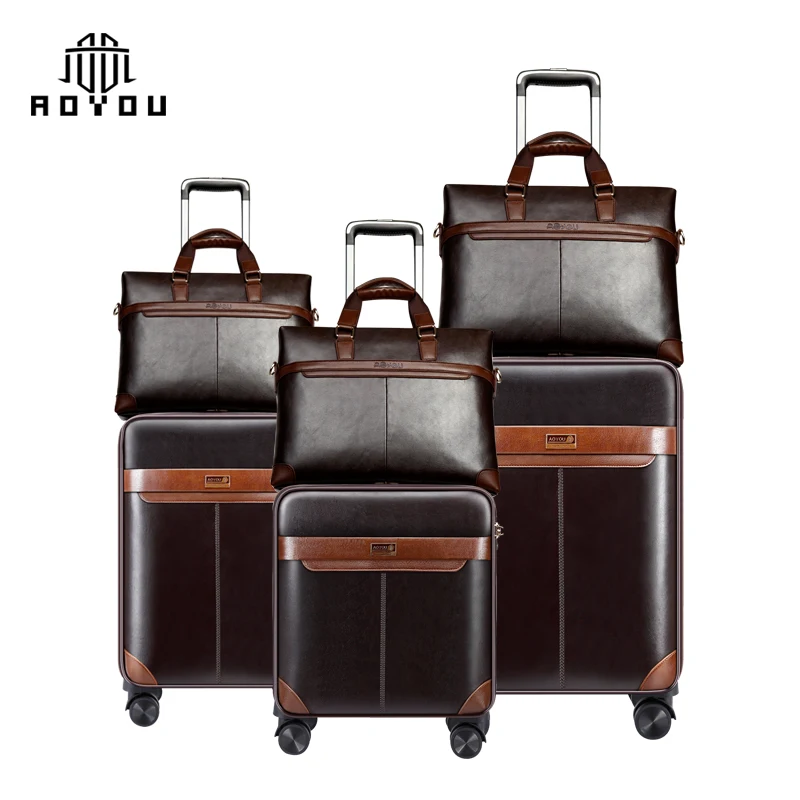 Pcs in Set 360 Rolling Leather Travelling Bags Durable Stylish