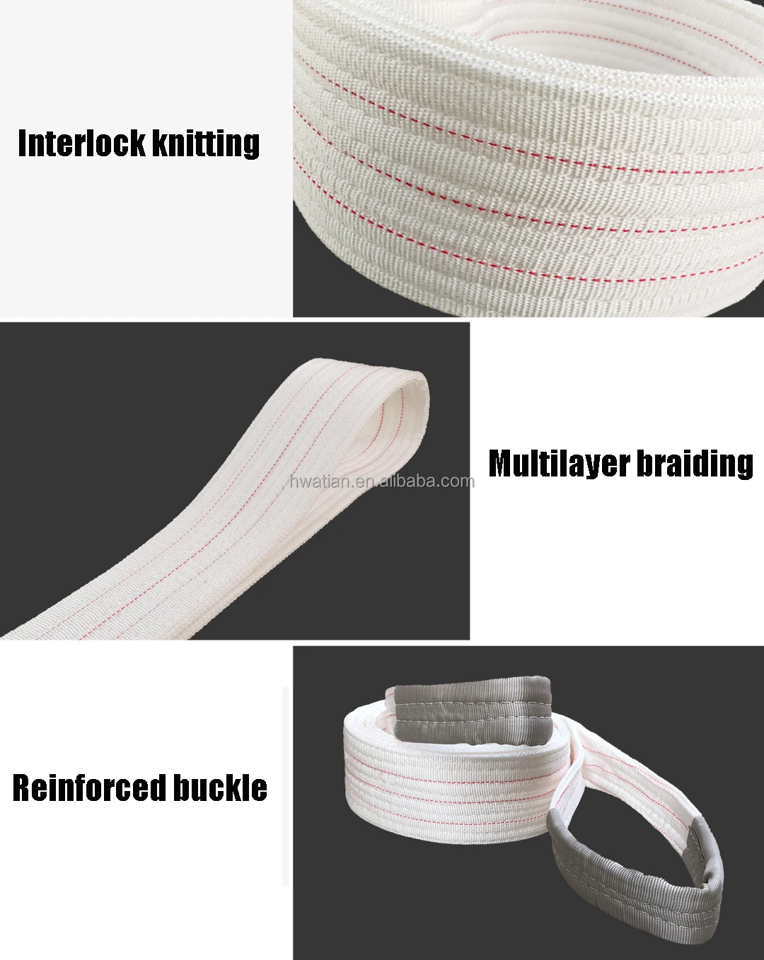 Heavy Duty 1-15T Flat Eye Double Ply Polyester Webbing Belt/Sling for Industrial Crane Lifting