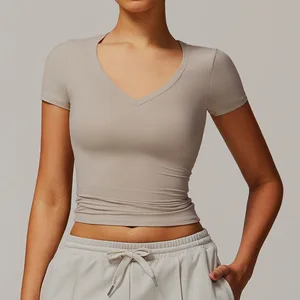 TOPKO Women's Frosted Shock-proof Tight Short Sleeve Yoga Top Running Pilates Fitness Wear Slimming Quick Drying Sports T-shirt