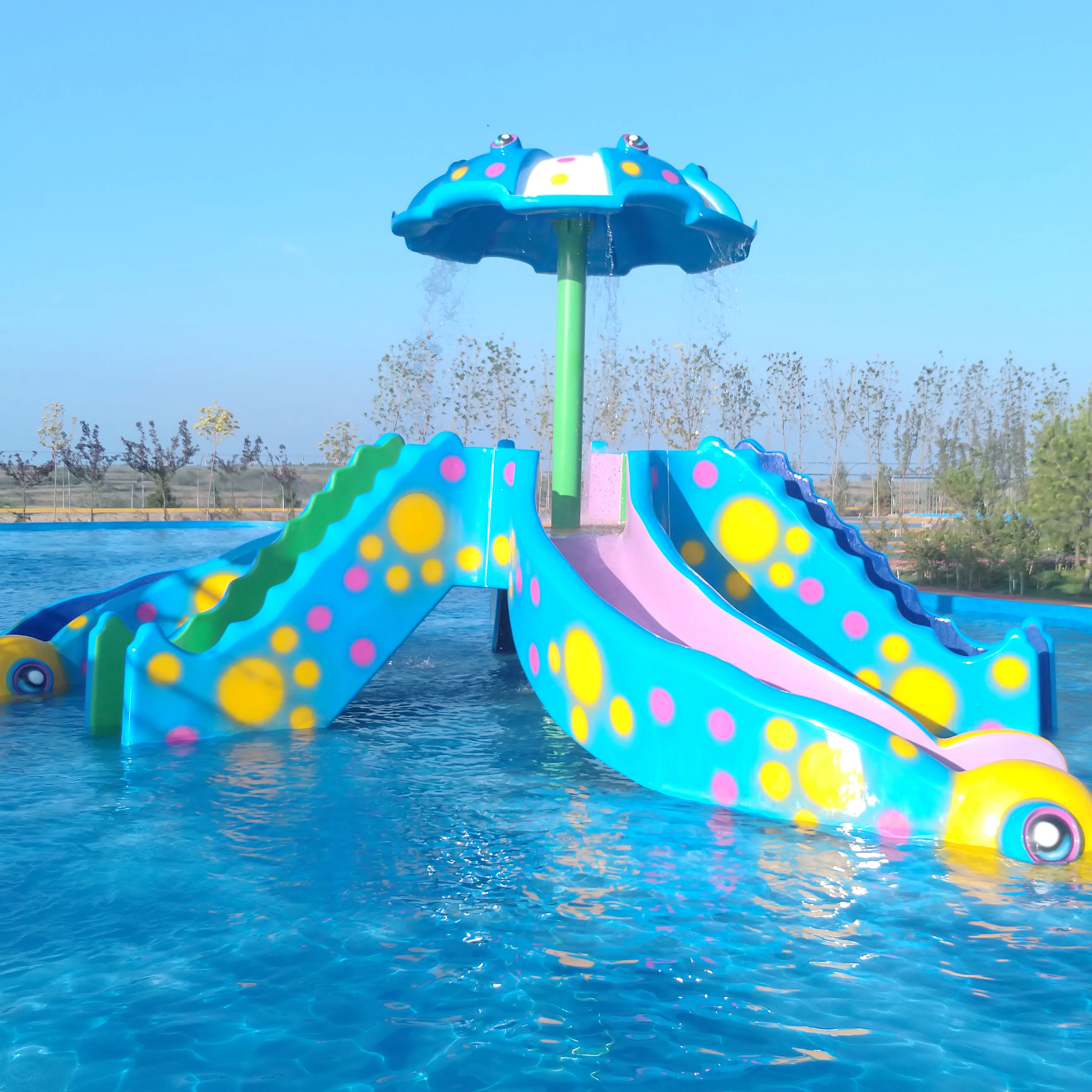 New Arrival Figures Splash Fiber Glass Indoor Swing Mushroom Waterfall Spray Water Jets Pool Park
