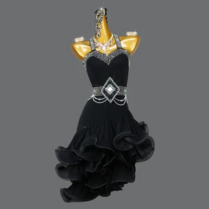 New Professional Latin Dance Skirt Stage Performance Competition Costumes for Girls and Children Dance Exam Dress