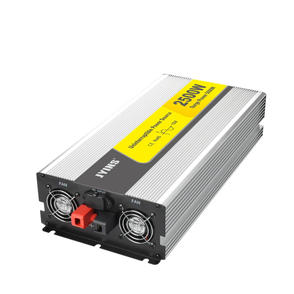 2500W Hrein sinusþróun UPS Rafvandviður 12v 24v jafnstraumur í 110v 230v víxlastræði LCD-skjáur Hleðsla fyrir heimili