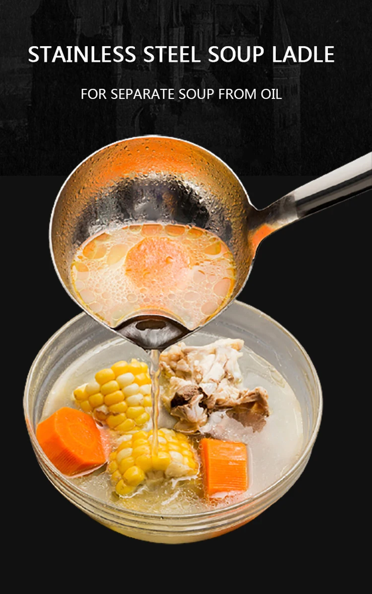 304 Separating Oil Soup Ladle Spoon Oil Filter Spoon Stainless Steel