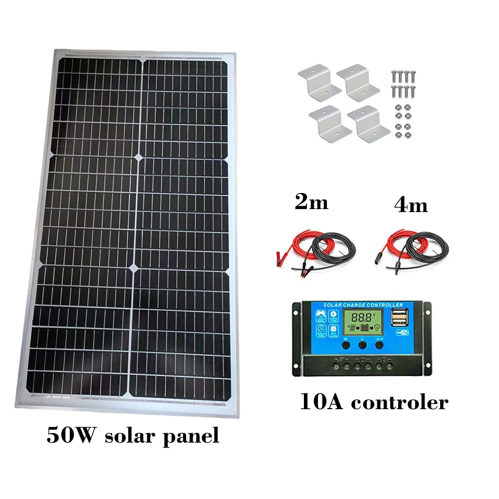 12V Monocrystalline Flexible Solar Trickle Portable Power Panel 19% Efficiency 50W Max Car Battery Charger Waterproof Solar