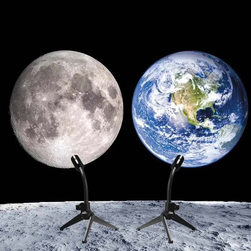 Creative 360 Degrees Rotatable Bracket Moon Earth Planet Projector Lamp Usb Moon Led Night Light Planet Projection Lamp