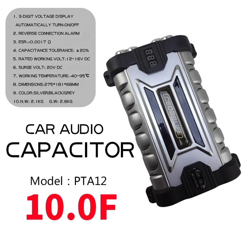 Condensador De Potencia 4 Farad Para Coche - Con Pantalla LED De Voltaje, Para Sistemas De Audio Hasta 2000W