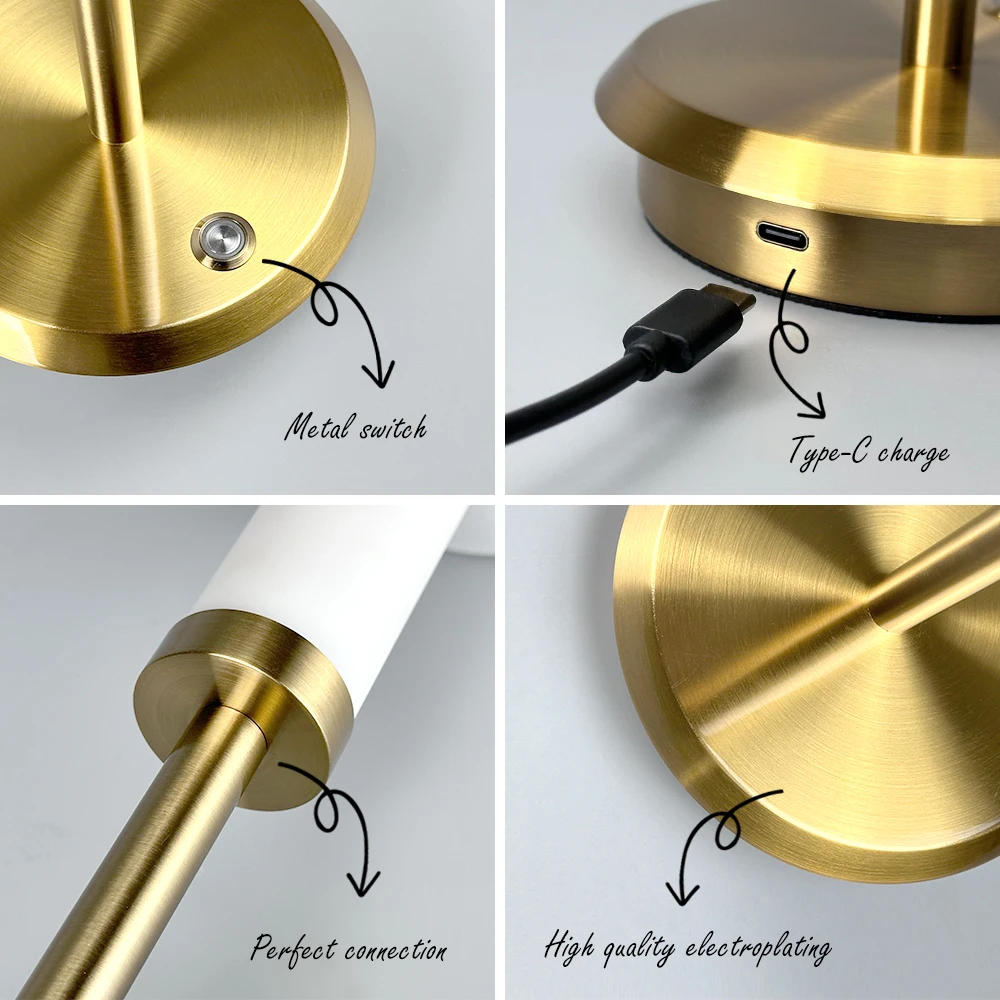 Modern Energy Saving Table Lamp USB Fabric Rechargeable LED Cordless Table Lamp for Restaurant Table Lamp Shade