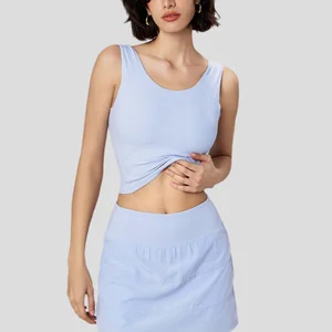 High Quality Lightweight Gym Fitness Tank Top Breathable Nude Feeling Sleeveless Yoga Vest with U Neck V Back for Running Sports