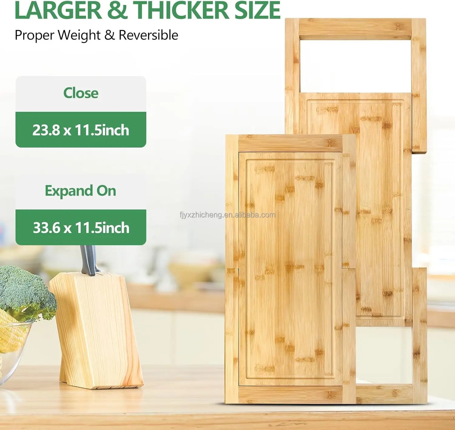 product expandable cutting board expandable kitchen bamboo cutting boards with juice groove metal material-6