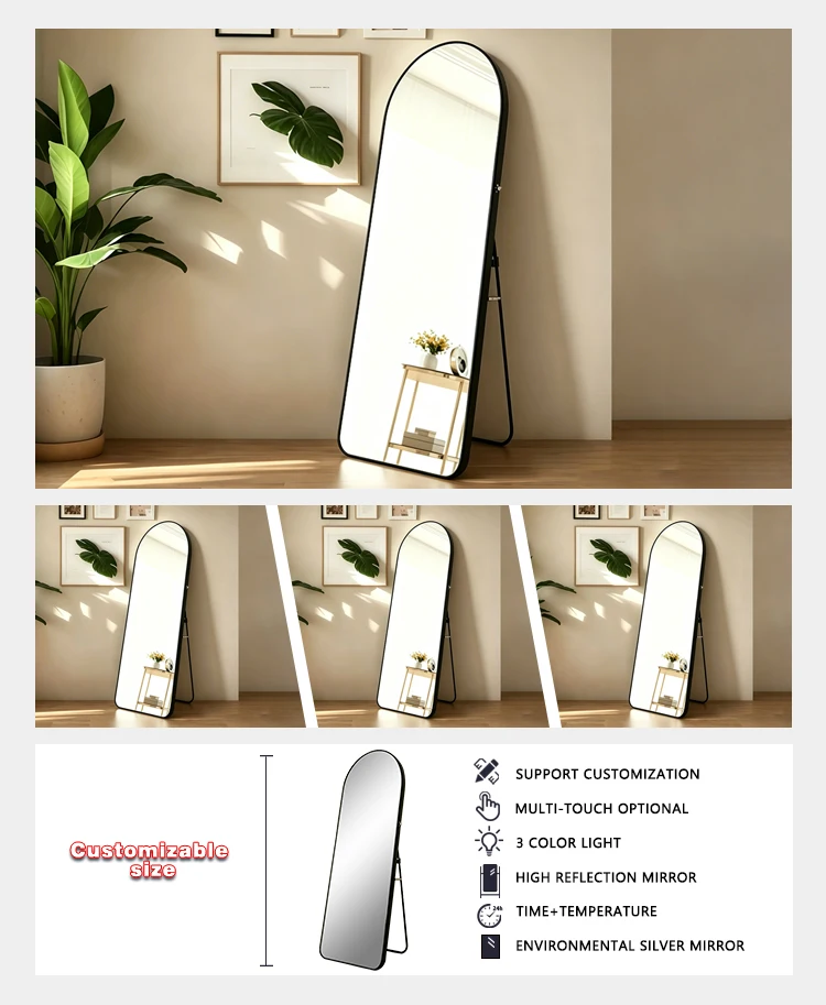 product arched full length mirror wall mounted  free standing modern metal framed floor mirror for bedroom dressing room-7