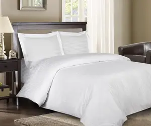 60s 300TC Modern Style White Duvet Cover Sets 50% Cotton 50% Polyester Wrinkle Resistant Eco-Friendly 4-Piece Set for Hotel Use