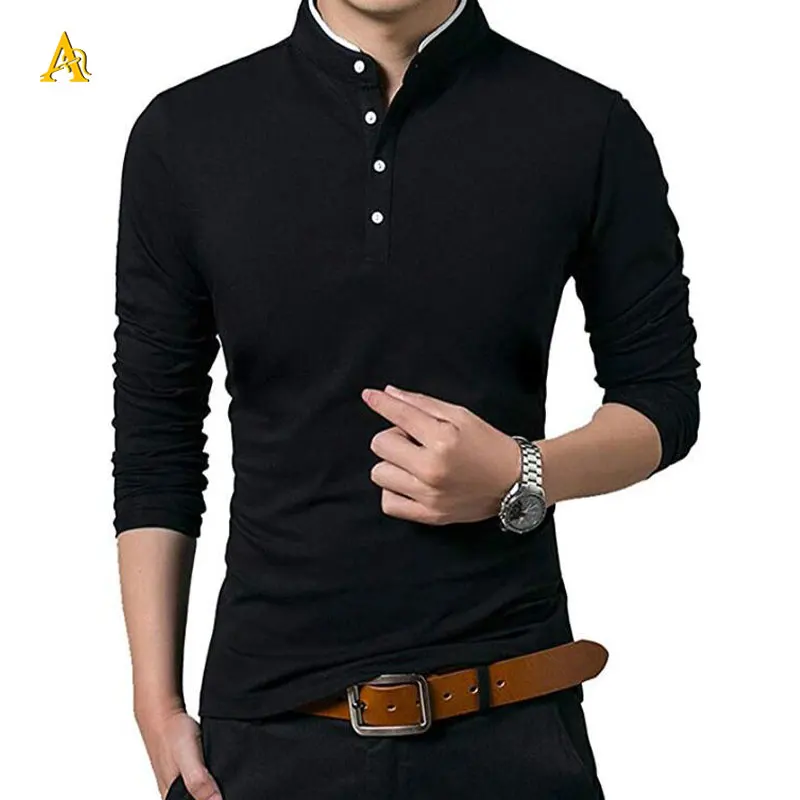 camisa manga larga negra hombre