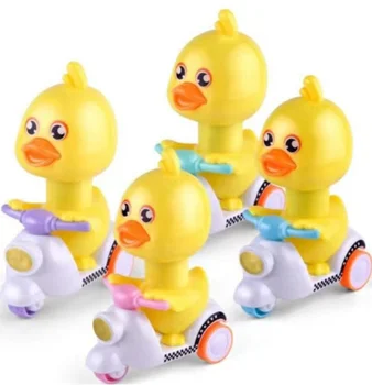 2024 New OEM Pressing Toys Little Yellow Duck Return Power Car Motorcycle  Inertia Toy Car Cute Duck Car Toy With Candy