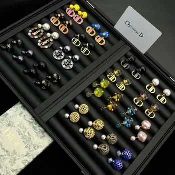 Christian D Ball Charm Tennis Pendant Colorful Designer Fashion 18K Gold Plated Luxury Brand Beaded Earrings Jewelry Set Women